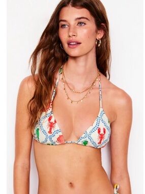 Boden Multicolor Tropical New England Print Triangle Bikini Top size US6